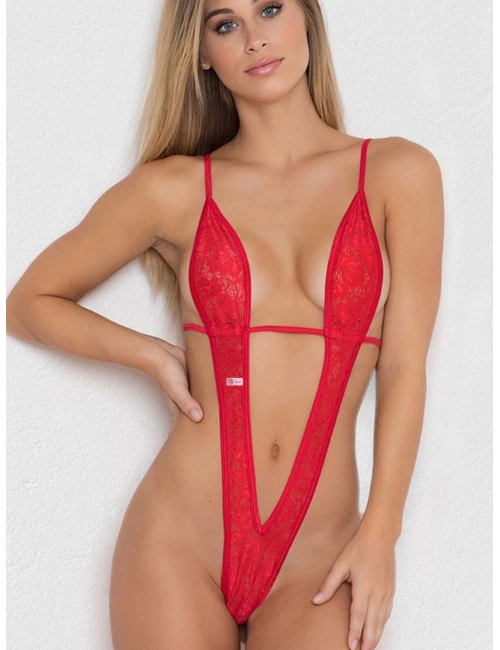 Büyük Beden Kadın Kırmızı Dantel  Gecelik Babydoll