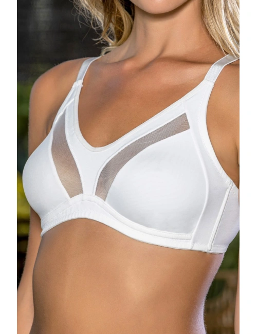 Büyük Beden Uyumlu Ekru Tül Detaylı Günlük Sütyen, B,c Cup Balensiz Konforlu Sütyen