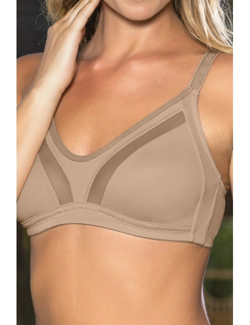 Büyük Beden Uyumlu Ten Tül Detaylı Günlük Sütyen, B,c Cup Balensiz Konforlu Sütyen