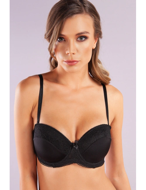Gala Balconette Foam Cup Lace Bra, Siyah Konforlu Ve Şık Sütyen, Strapless
