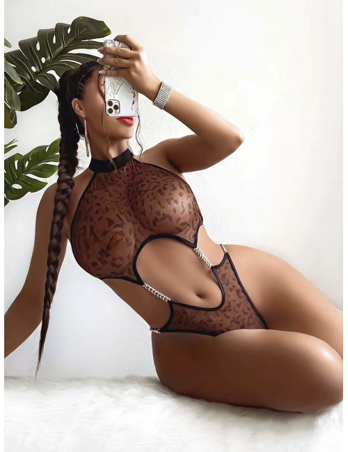 Kadın Kahverengi Zincir Detaylı Fantezi Kostüm 2004