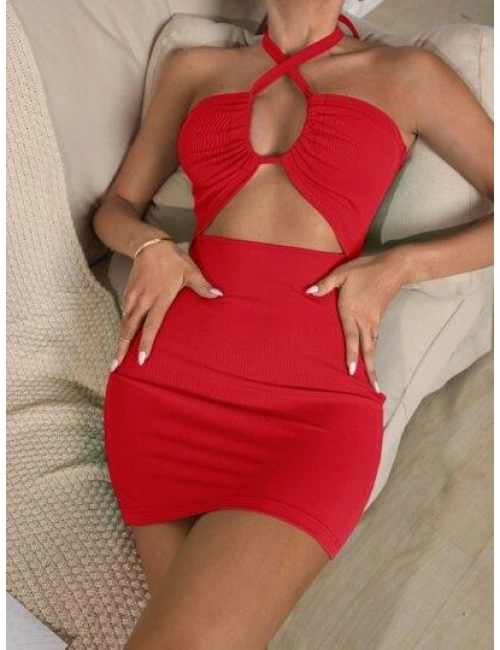 Kadın Kırmızı Fantezi Clup Elbisesi 5075