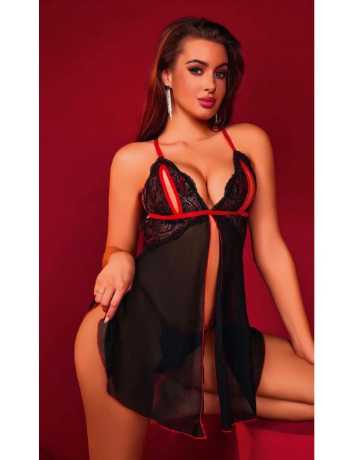 Kadın Sexi Transparan Tül Askılı Fantezi Gecelik Tül 2093