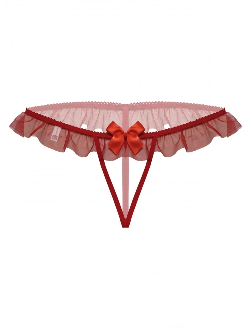 Kırmızı Dantelli Taşlı Kadın  Külot