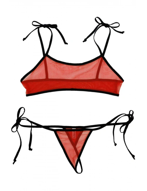 Kırmızı  Sütyen String Çamaşırı Takımı