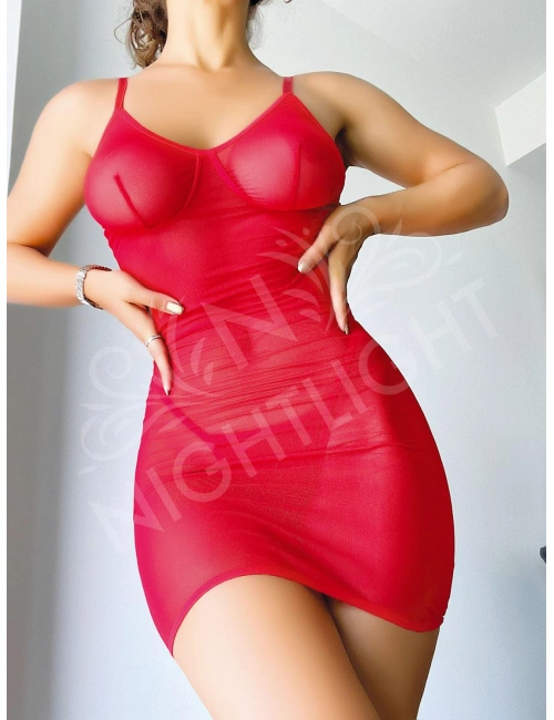 Nightlight Arkası İp Detaylı Fantazi Çekici Mini Gecelik