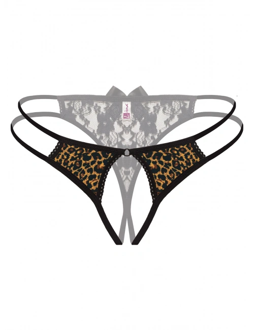 Önü Açık Büyük Beden Leopar Desenli Fantazi Bato Külot