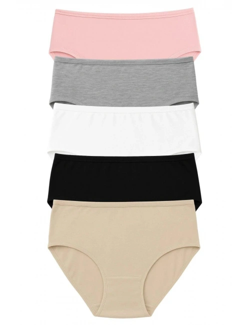 Pk40004 Büyük Beden Yüksek Bel Külot 5 Li Paket