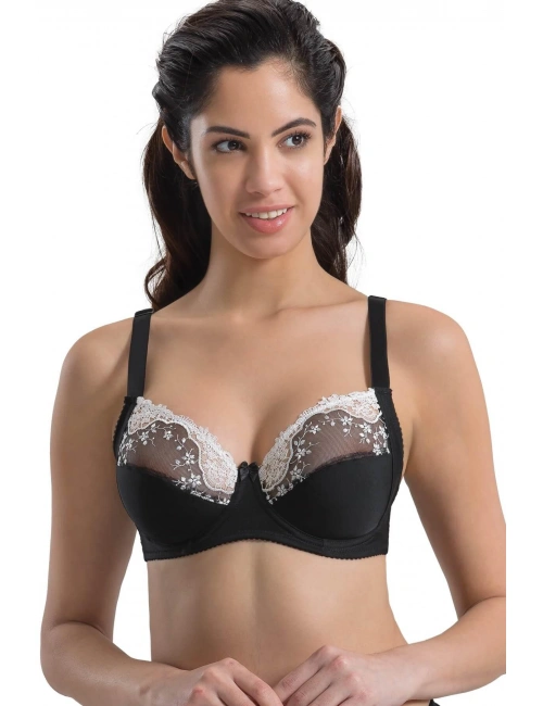 Siyah Beyaz Mı Emay 136 C Balenli Toparlayıcı Dantelli Sütyen
