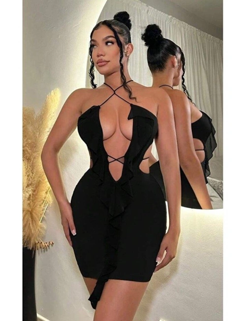 Siyah Fantezi Elbise 5086