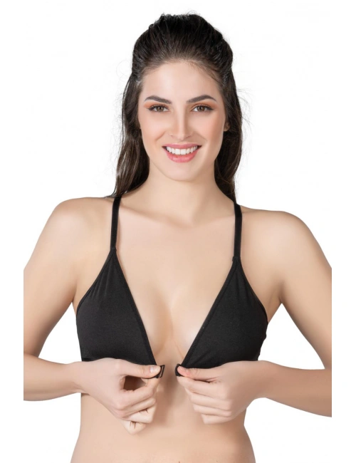 Siyah Mı Emay 1416 Modal Cotton Önden Açmalı Sporcu Sütyen