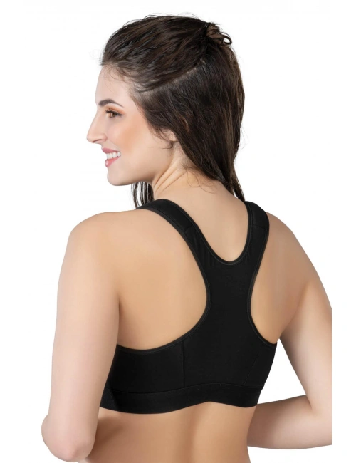 Siyah Mı Emay 184 B Önden Fermuarlı Sporcu Penye Sütyen