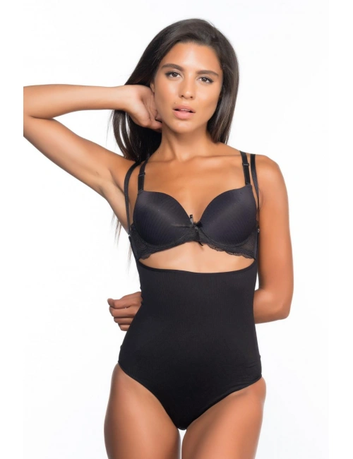 Siyah Mı Emay 2073 Göğüsü Açık Desenli Body Korse