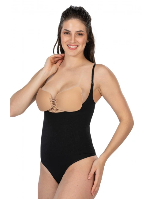 Siyah Mı Emay 2076 Göğüsü Açık String Body Korse