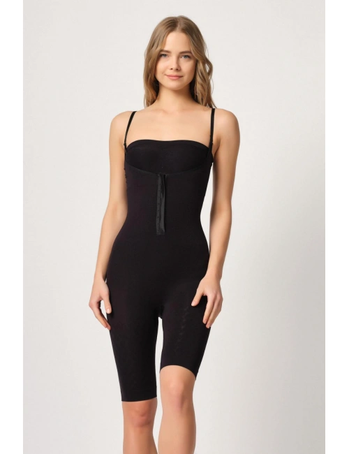 Siyah Mı Emay 2093 Ön Agraflı Göğsü Açık Paçalı Boy Korse