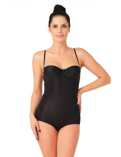 Siyah Mı Emay 2723 Lazer Kesim Göğsü Açık Slip Korse