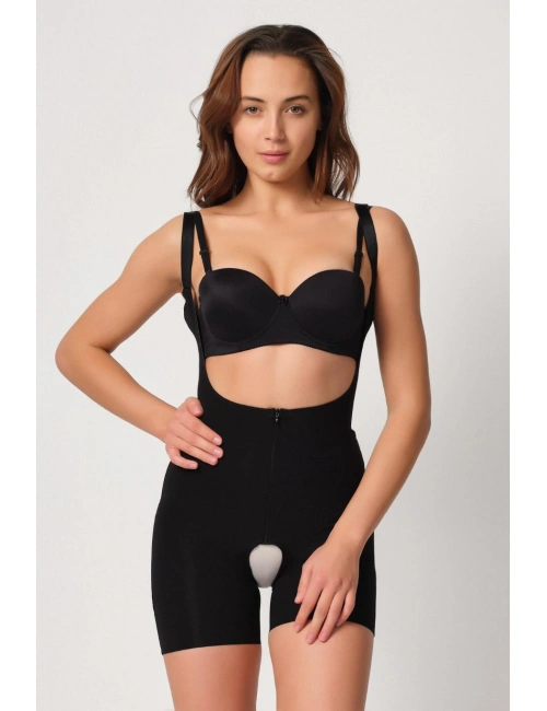 Siyah Mı Emay 2834 Göğsü Açık Ferumalı Tül Popo Boy Lazer Korse