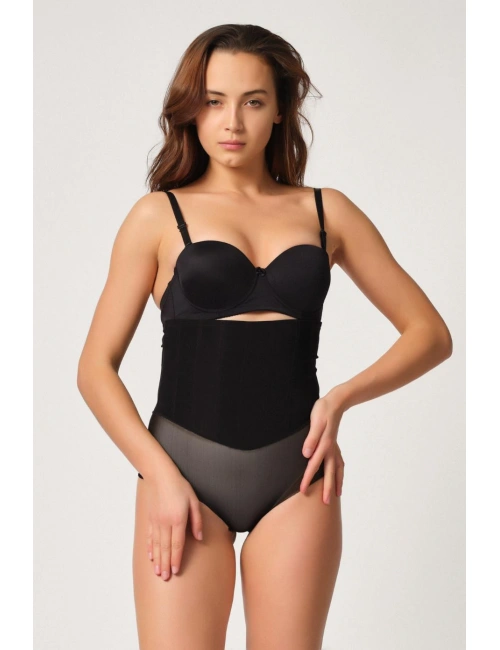 Siyah Mı Emay 2945 Tül Karyokalı Slip Lazer Korse