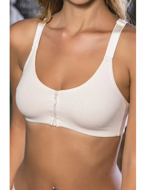 Ten Önden Fermuarlı Pamuklu Sütyen,günlük Ve Medikal Kullanım İçin, Kadın İç Giyim