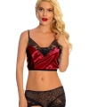 Bordo Saten Dantelli Babydoll Şortlu Takım - 288