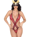 Kırmızı Lcralı Tül Bodysuit - 935