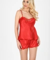 Kırmızı Saten Babydoll Şortlu Takım - 282
