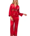 Kırmızı Saten Pijama Takımı - 1601