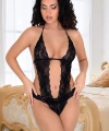 Siyah Dantelli Bodysuit - 939