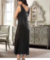 Siyah Dantelli Saten Gecelik - 085
