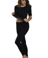 Siyah Kadın Yarım Kollu Termal Sauna Atlet Tayt Takım - 746