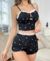 Yumuşak Kumaşlı Çiçekli Şortlu Dantelli Gecelik Takımı, Rahat Ve Şık Ev Giyim,kadın Pijama
