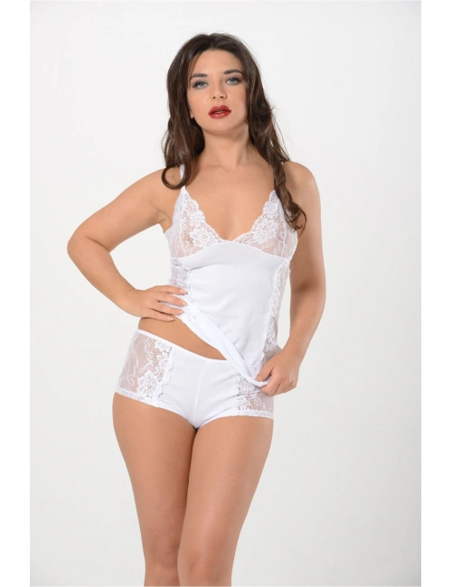 Beyaz Atlet Şort Takım - 3018