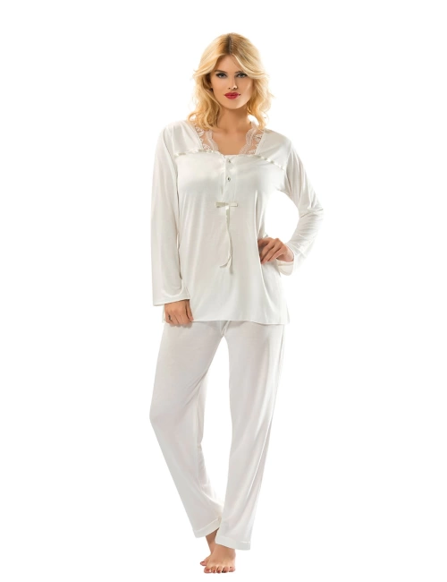 Ekru Penye Pijama Takımı - 1556