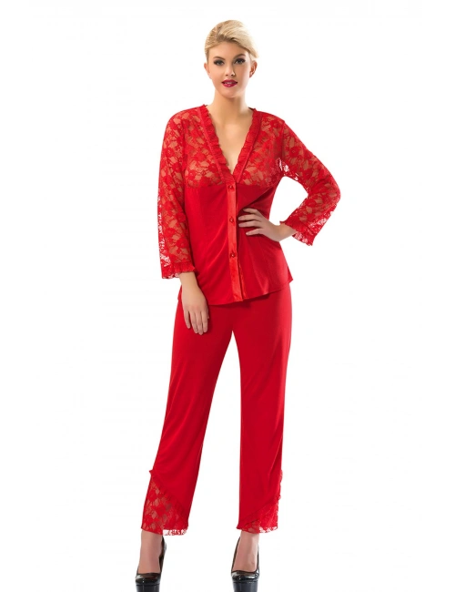 Kırmızı Penye Pijama Takımı - 1570