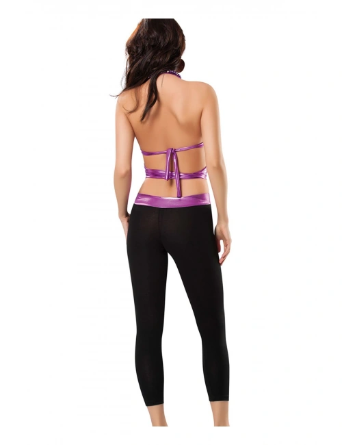 Mor Deri ( Lame ) Büstiyer & Tayt Gecelik - 461