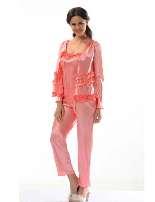 Nar Çiçeği Saten Pijama Takımı - 1413