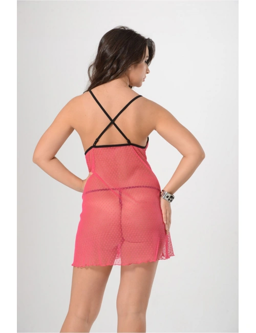 Pembe Tül Gecelik - 654