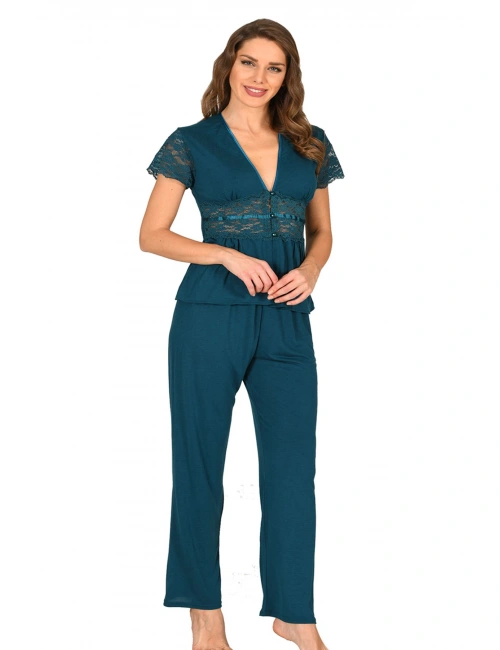 Petrol Yeşili Penye Pijama Takımı - 1633