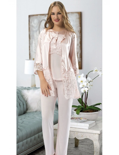 Pudra Penye Pijama Takımı - 1417