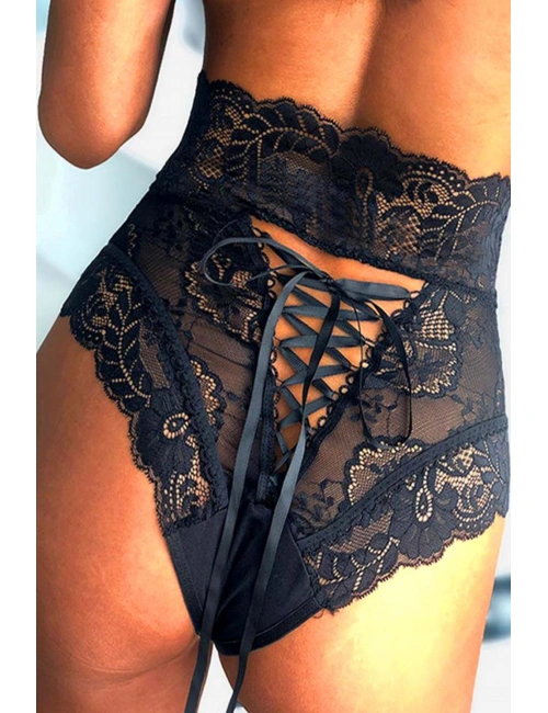 Siyah Dantelli Yüksek Bel Külot Hera - K1002