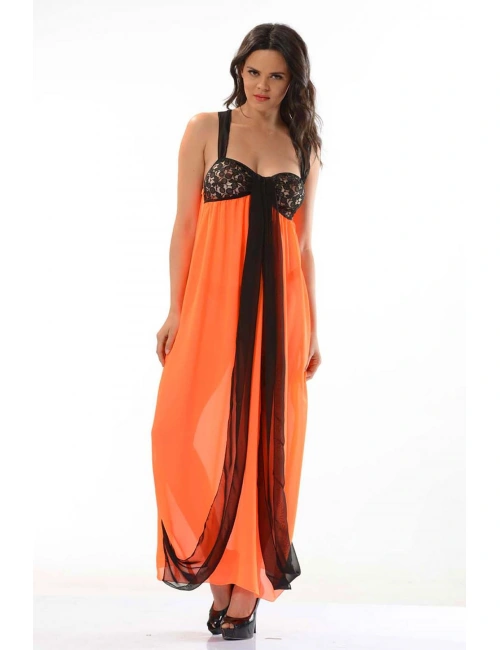 Turuncu Tül Gecelik - 207