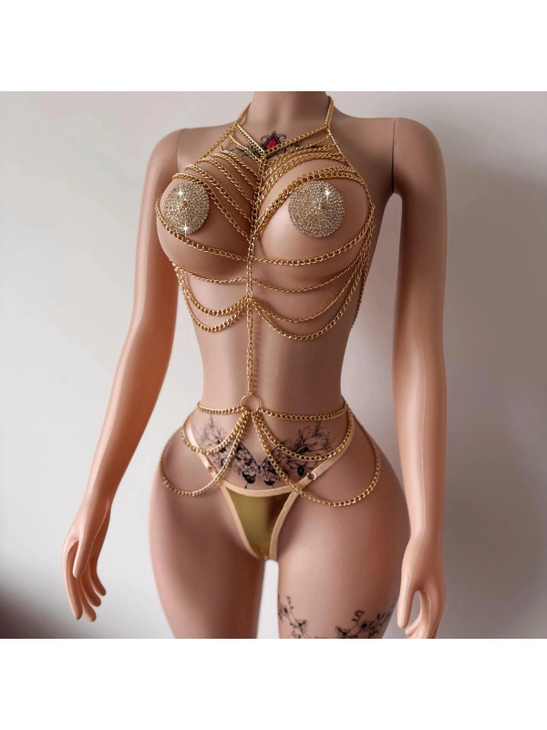 Altın Renk Vücut Zinciri Fantazi Takım
