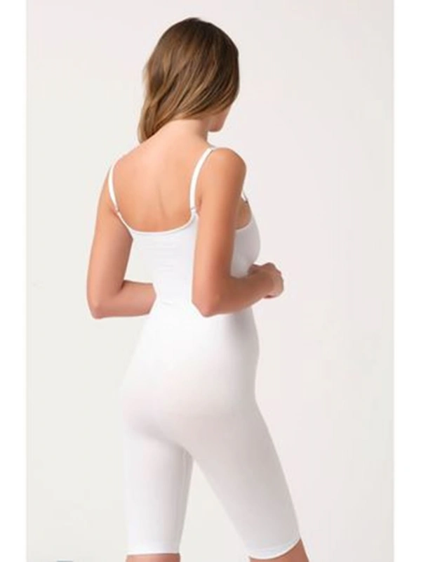 Beyaz Kadın Paçalı Boy Dikişsiz Korse - 751