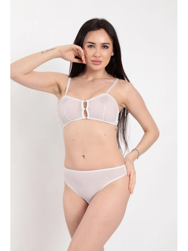 Beyaz Tül Sütyen Takım - 881