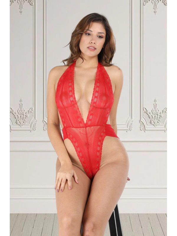Kırmızı Dantelli  Bodysuit - 856