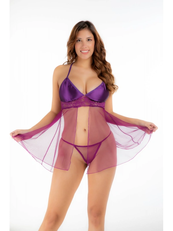 Mor Tül Gecelik - 672