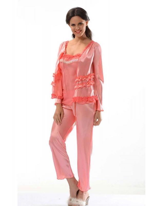 Nar Çiçeği Saten Pijama Takımı - 1413