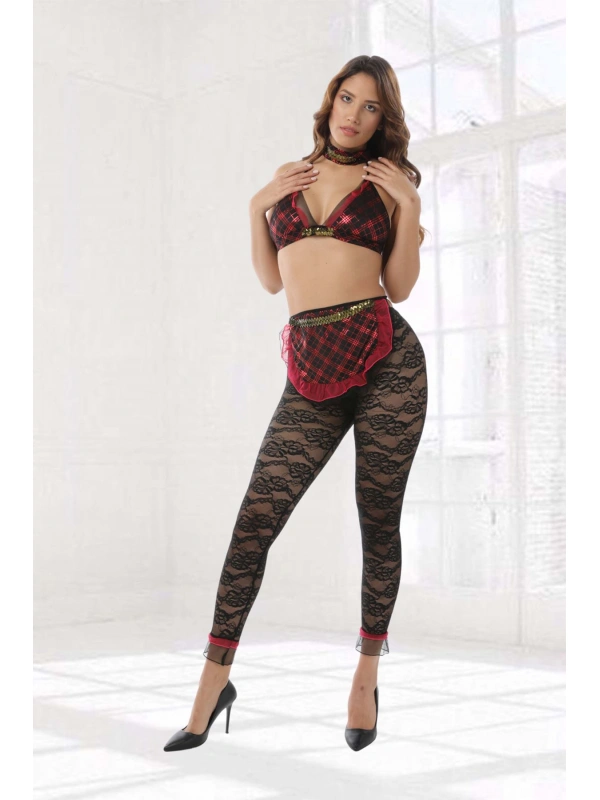 Siyah Kırmızı  Hizmetçi Kostüm - 4004