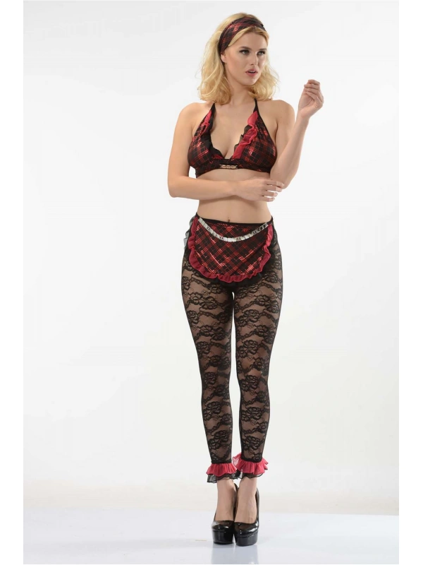 Siyah Kırmızı  Hizmetçi Kostüm - 4004