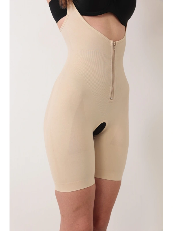 Ten İp Askılı Ağ Kısmı Açık Fermuarlı Tam Boy Kadın Korse